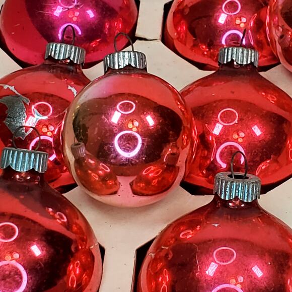 Lot of 12 Vtg Large Shiny Brite Mercury Glass Pink Christmas Ornaments Holiday - Picture 4 of 12